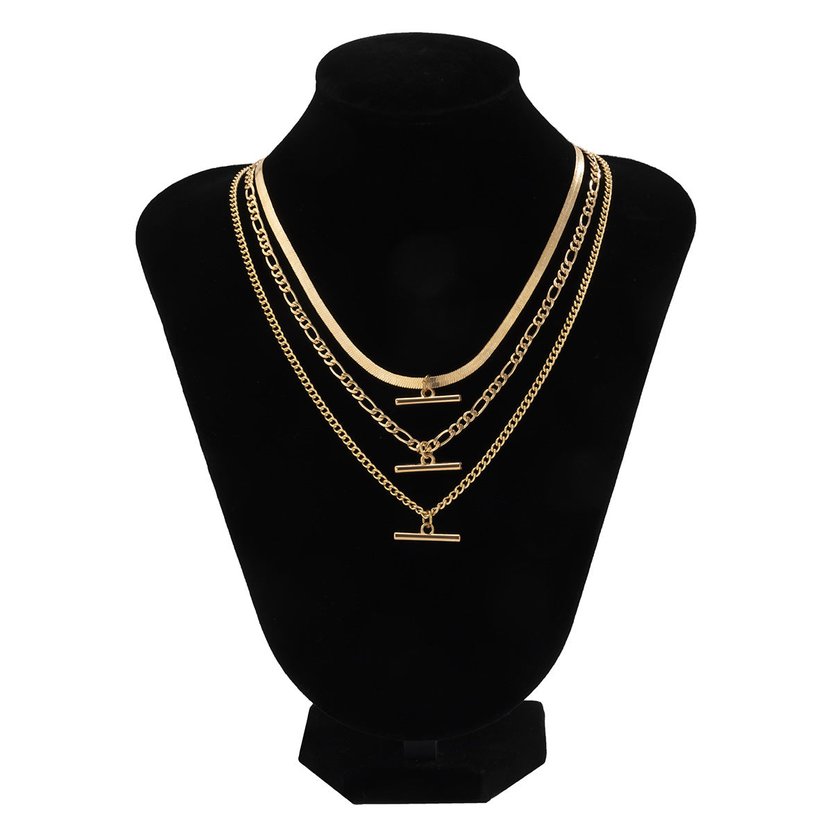 Collana a croce punk minimalista con ciondolo a catena serpentina in lega con finitura galvanica da donna