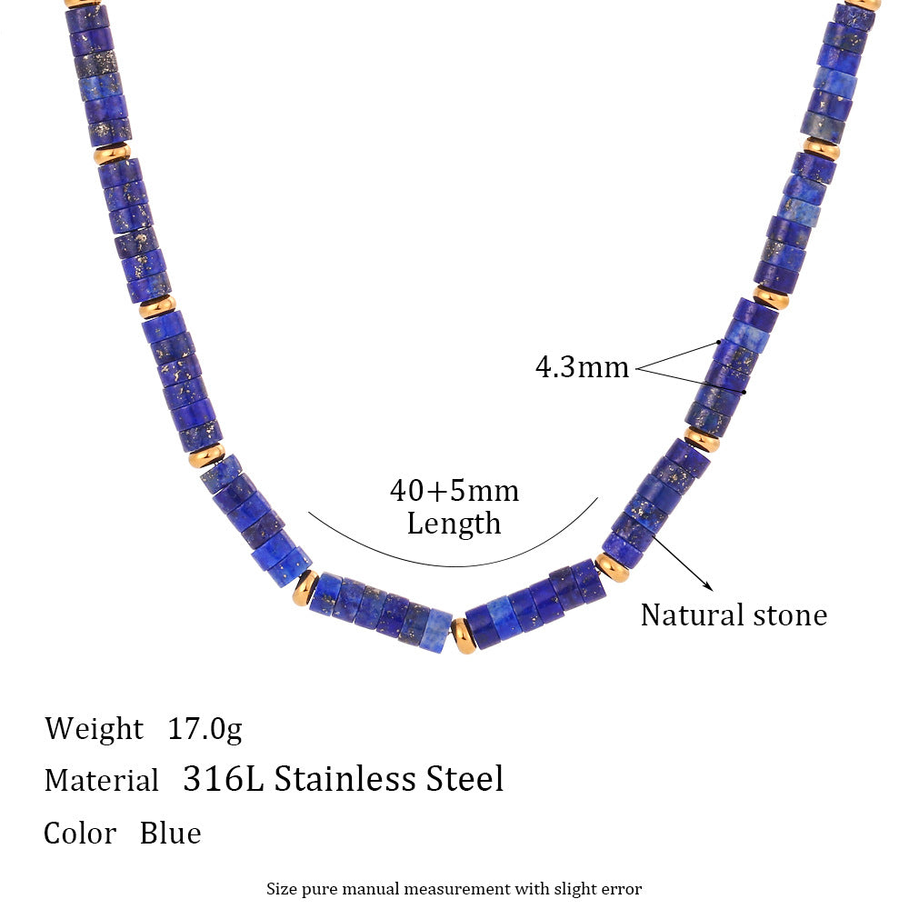 Set Collana e Bracciale da Donna con Perline in Pietra Naturale, Geometrico Minimalista