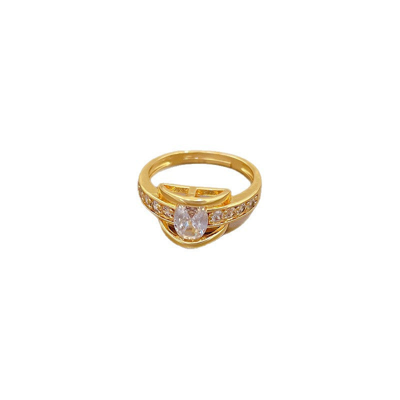 Minimalist Sweet Gold Plated Crown Ring Adjustable Brass Jewelry for Women and Couples