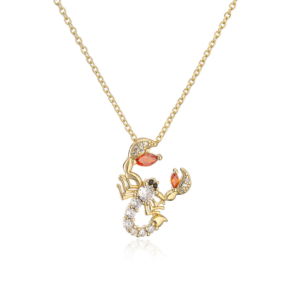 Collana pendente minimalista a forma di ape in rame placcato oro con intarsio di zirconi per donna