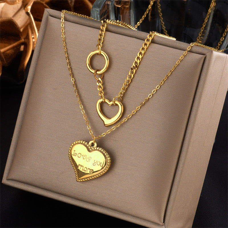 Minimalist Punk Hip Hop Titanium Steel Plated Clavicle Necklace with Chain Design
