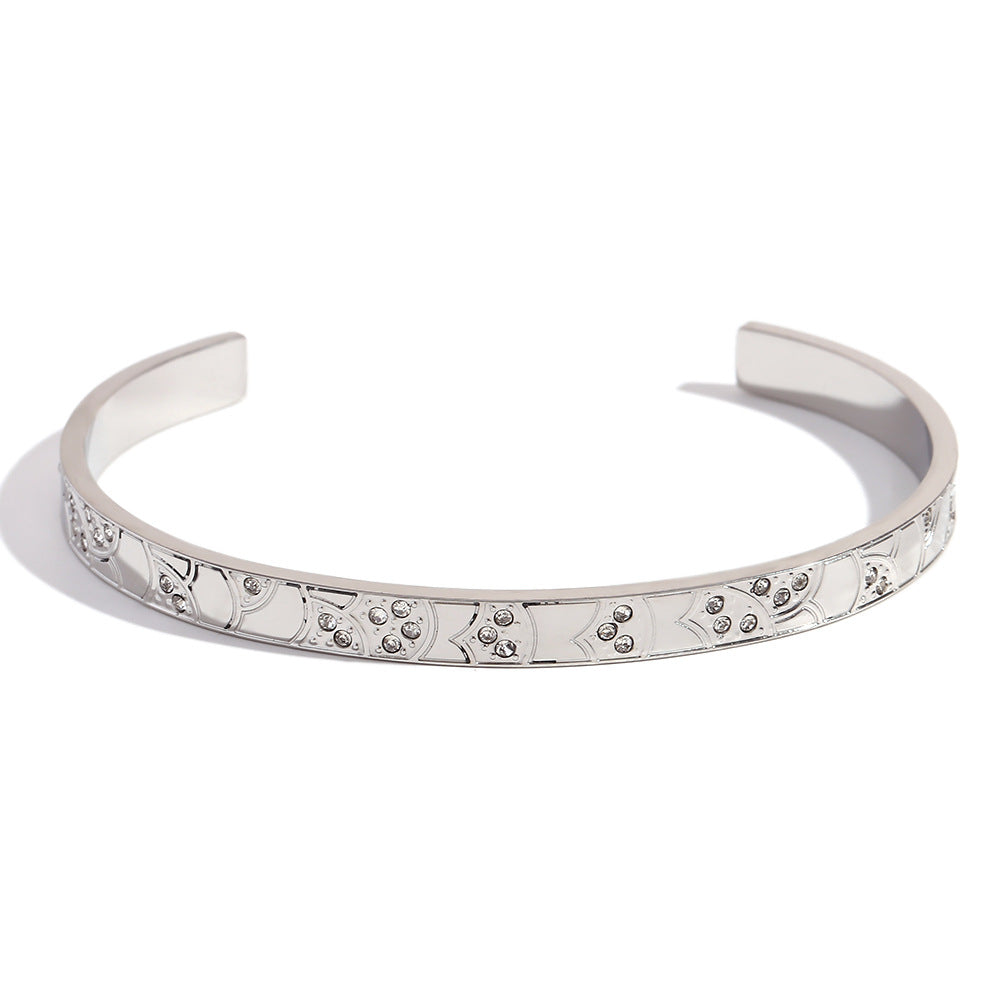 Bracciale da donna placcato oro 18K in acciaio inossidabile, ispirato all'oceano, con motivo geometrico