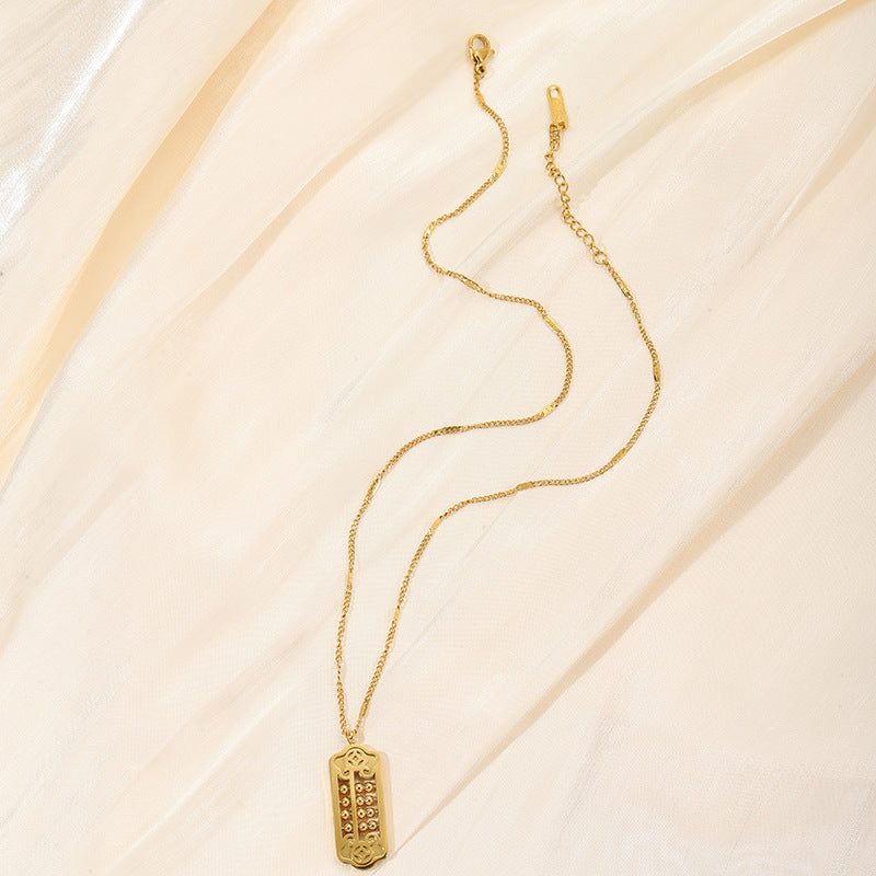 Collana da donna con ciondolo a pallottoliere geometrico portafortuna in acciaio al titanio lucidato, motivo a margherita, gioielli freschi, femminili e minimalisti