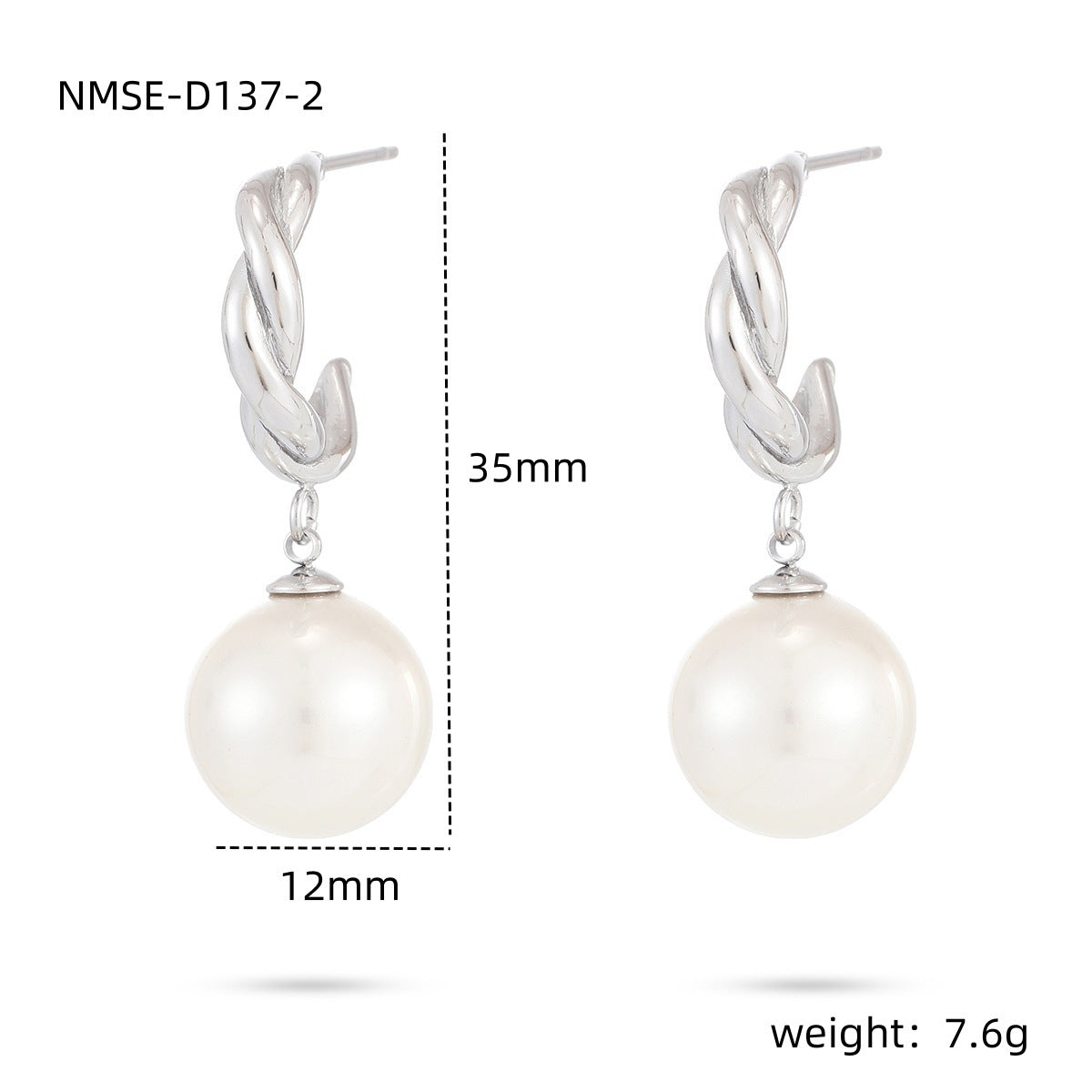 Aretes elegantes minimalistas con forma de perla de acero de titanio para mujer con chapado al vacío de oro de 18 quilates