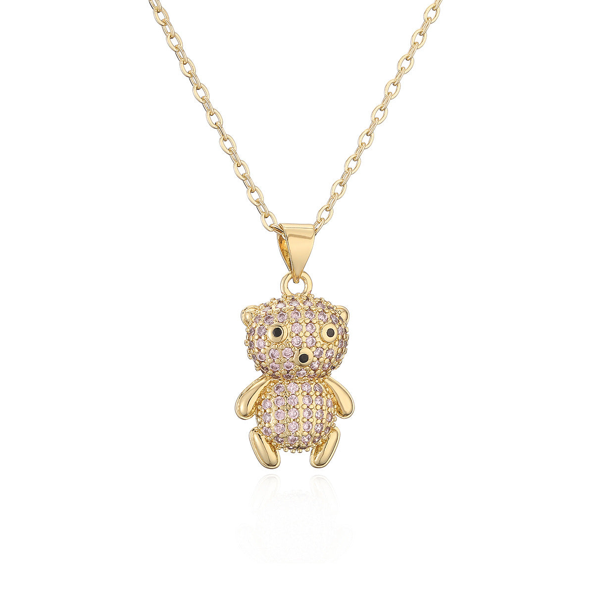 Collana minimalista a forma di orso in rame placcato oro con accenti di zircone per donne