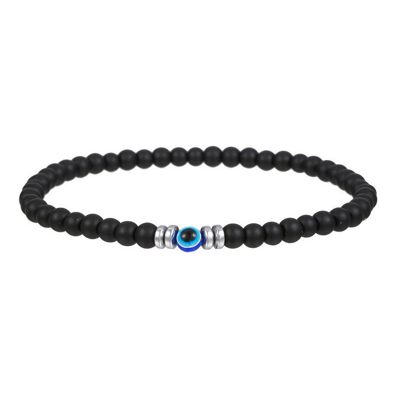 4mm Evil Eye Beaded Bracelet with Tiger Eye and Turquoise Unisex Geometric Jewelry