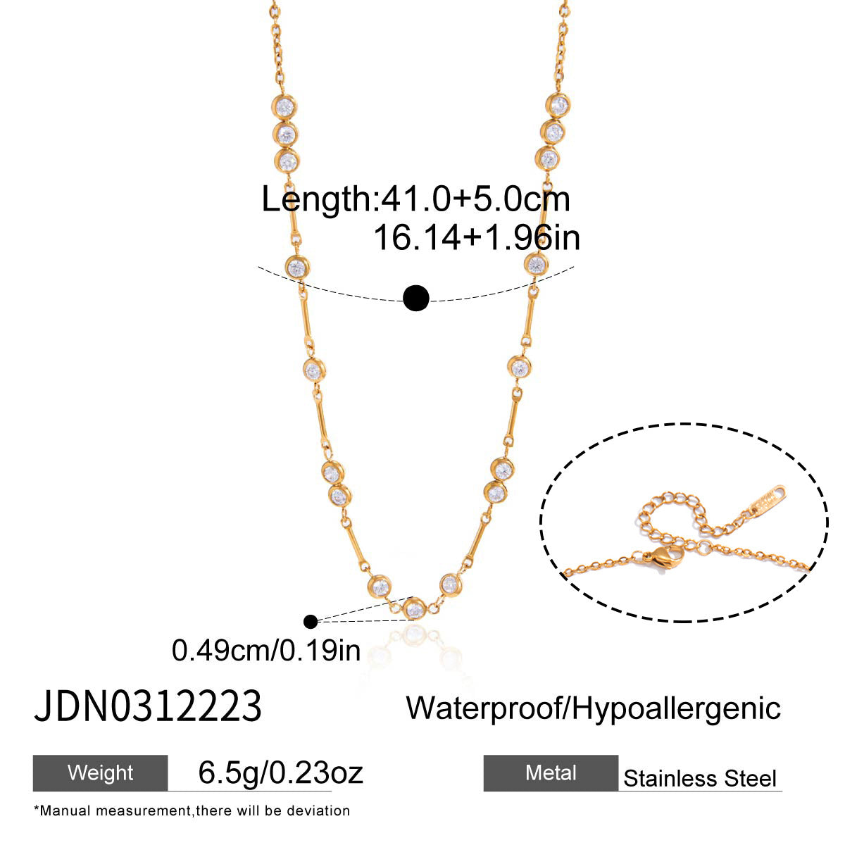 Minimalist Luxury Geometric Cross Stainless Steel PVD Necklace with Cubic Zirconia for Women