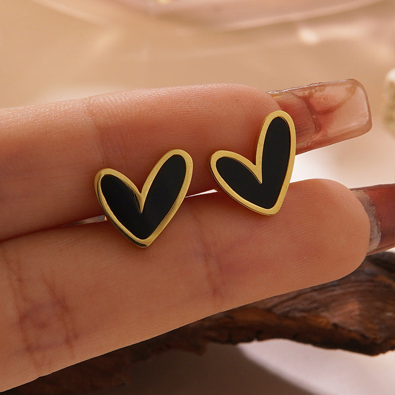 Elegant Minimalist Heart Shaped Plated Stainless Steel Stud Earrings for Women