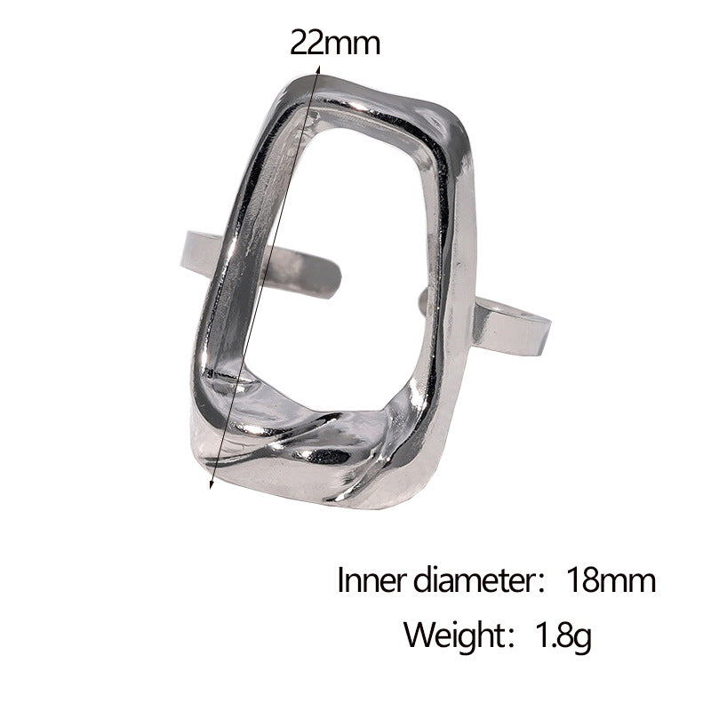 Anello Aperto Quadrato Geometrico Minimalista Placcato Oro 18K in Acciaio Inossidabile, Gioielli di Moda per Donna