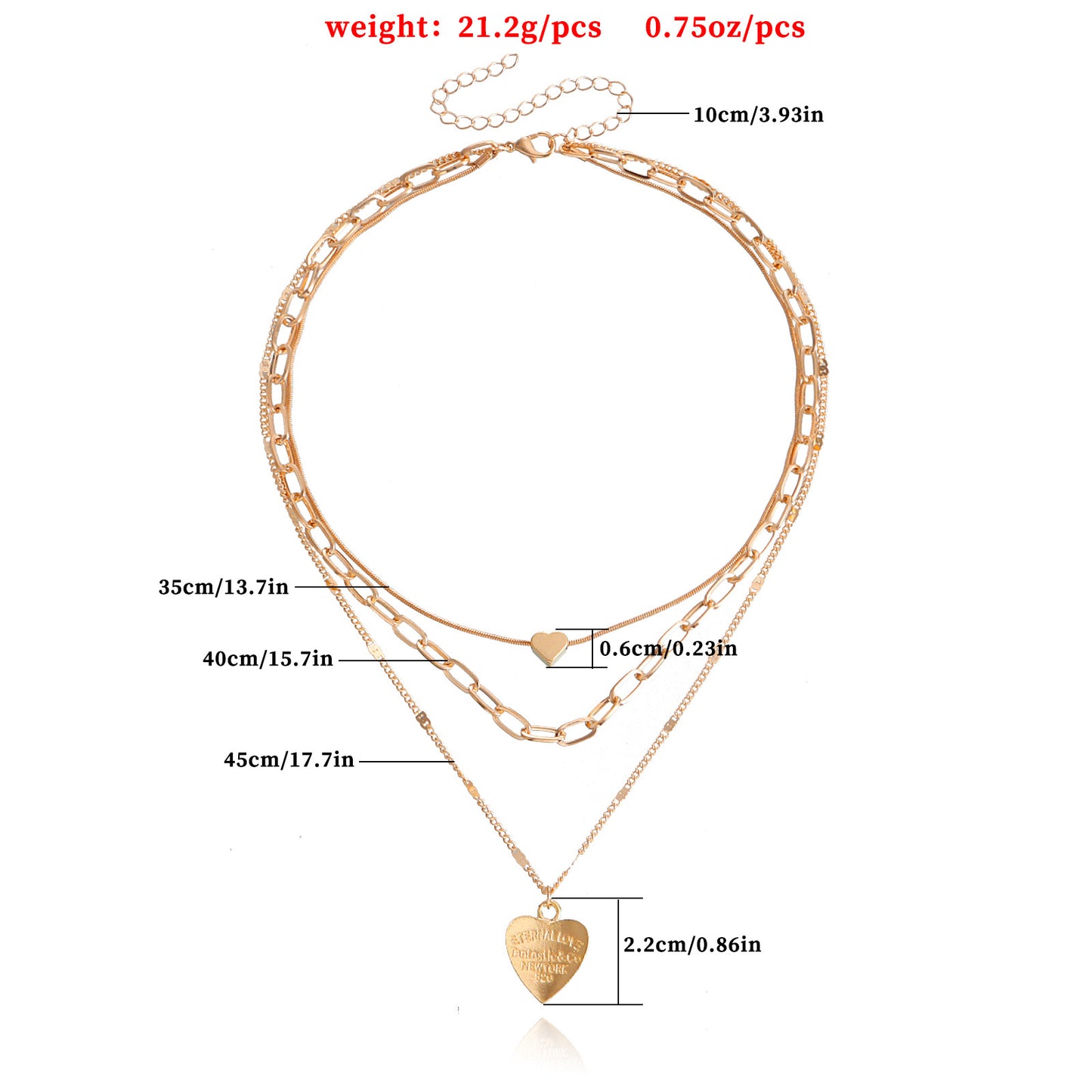 Minimalist Heart-Shaped Alloy Pendant Necklace with Gold Plating for Women, Snake Chain Design