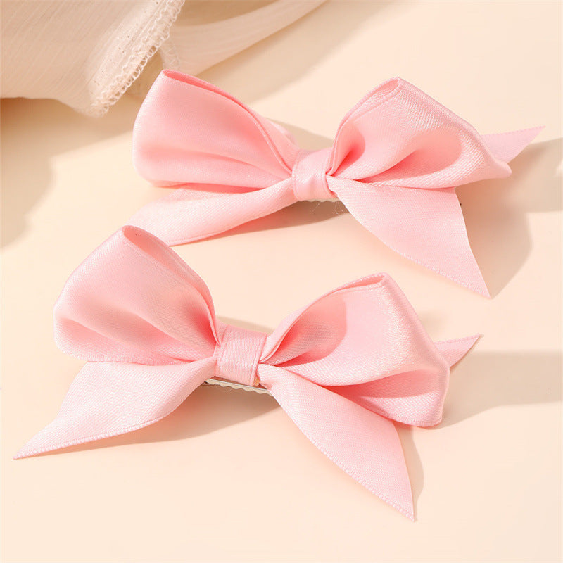 Natural Style Bow-Shaped Duckbill Hair Clip for Girls with Ruffled and Mesh Details in Polyester
