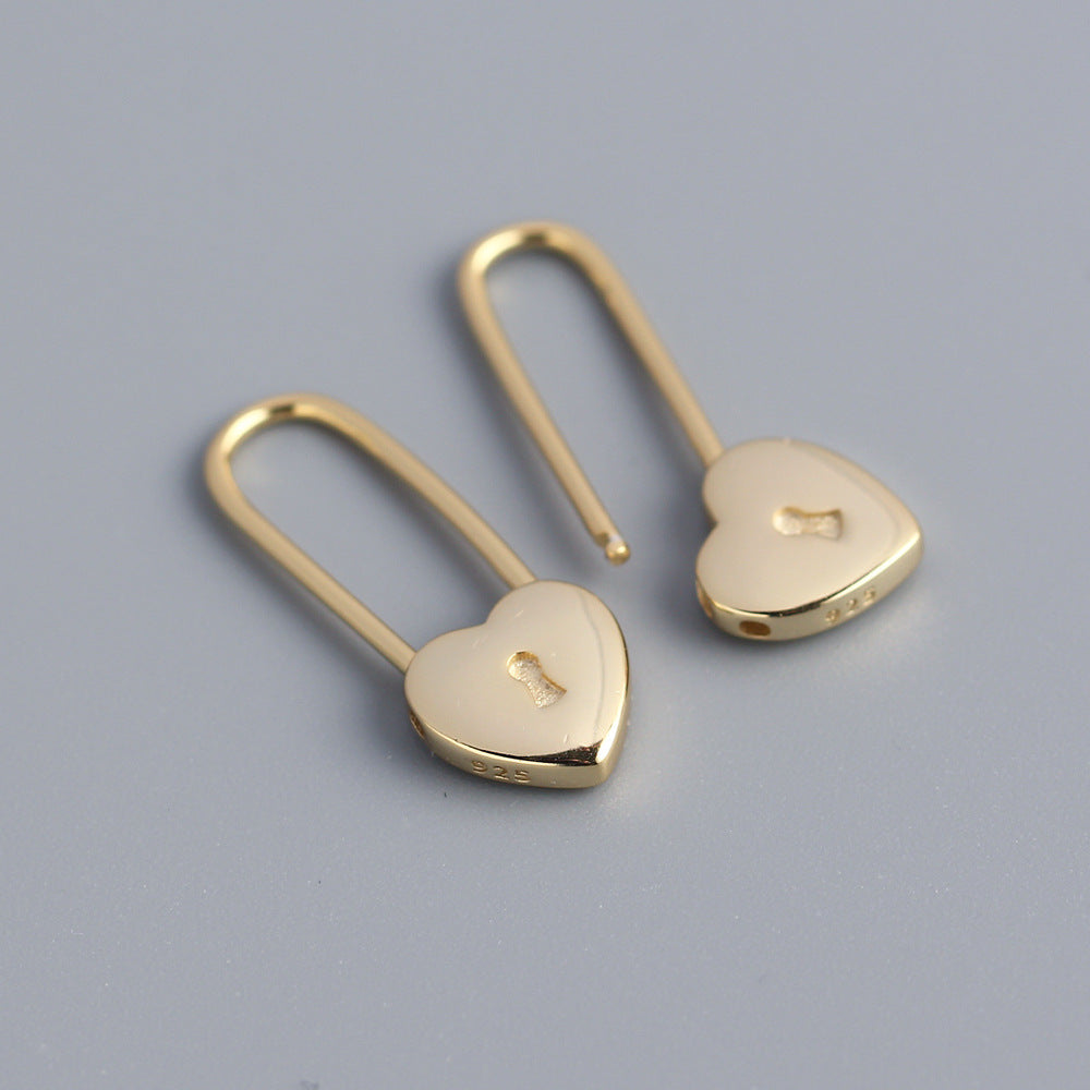 Sweet Luxury 925 Sterling Silver Heart Plated Hoop Earrings