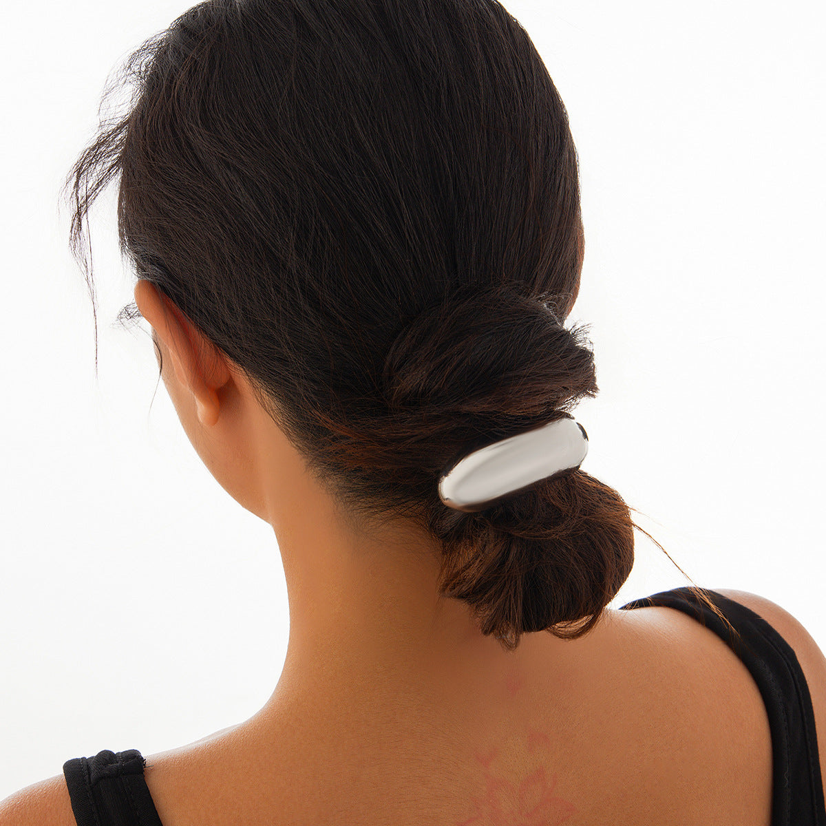Fermacapelli geometrico quadrato minimalista in lega con finitura placcata da donna