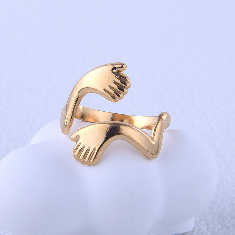 Anello Minimalista Geometrico in Acciaio al Titanio per Uomo e Donna con Finitura Placcata e Fascia Aperta Regolabile