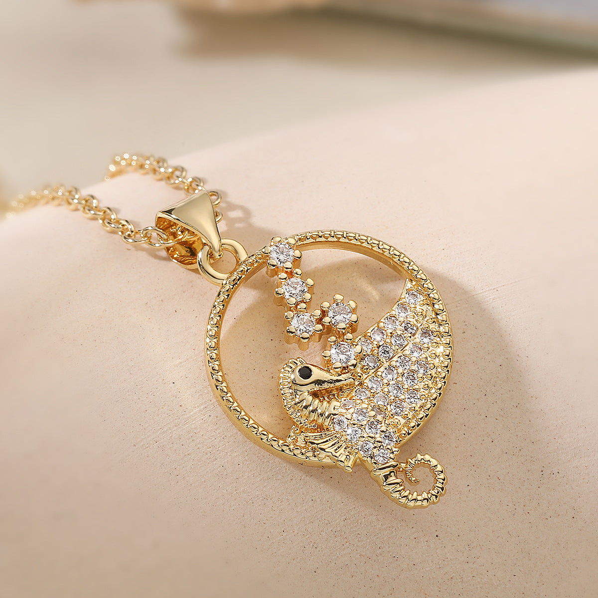 Minimalist Geometric Brass Gold Plated Cubic Zirconia Pendant Necklace
