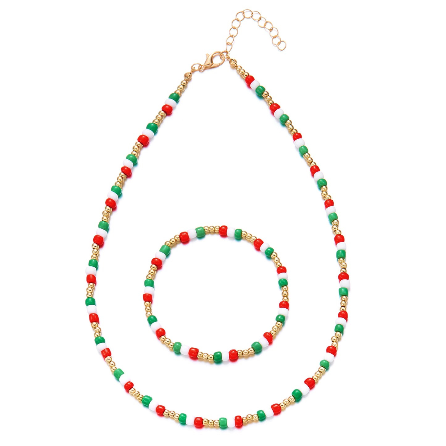 Collar geométrico bohemio de cuentas para mujer con abalorios de resina y detalles artesanales, collar de cadena con medallón navideño de colores