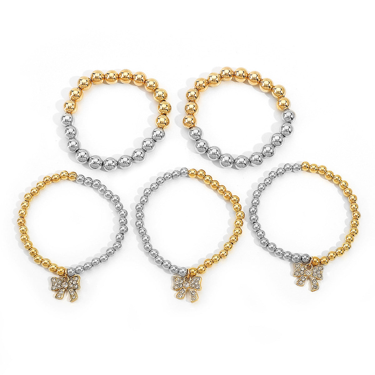 Butterfly-Shaped Rhinestone-Inlaid Alloy Bracelet Set for Women with Plated Finish