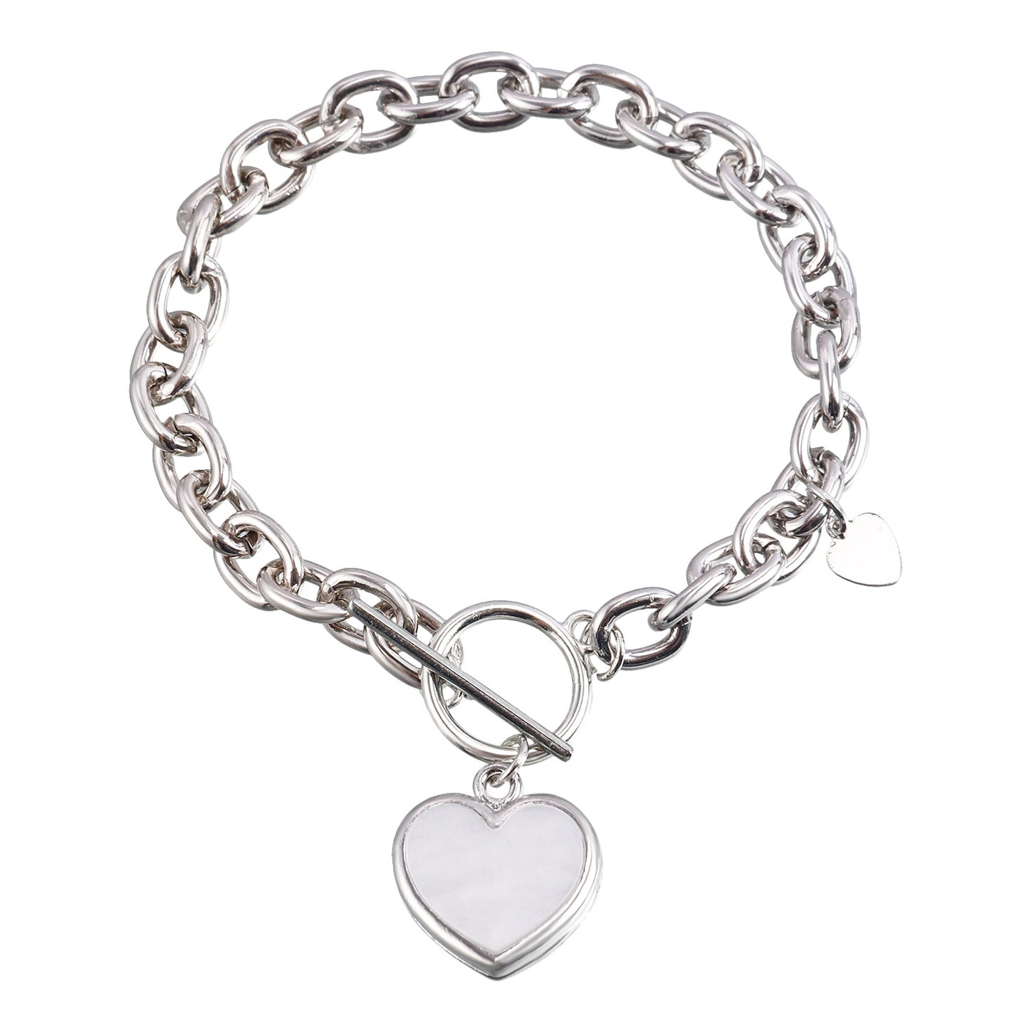 Pulsera geométrica minimalista de aleación para mujer con imitación de nácar blanco y acabado chapado