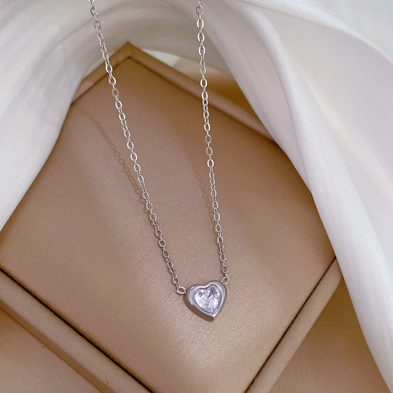 Minimalist Titanium Steel Heart Pendant Necklace for Women and Men — Geometric Locket Chain with Plated Finish