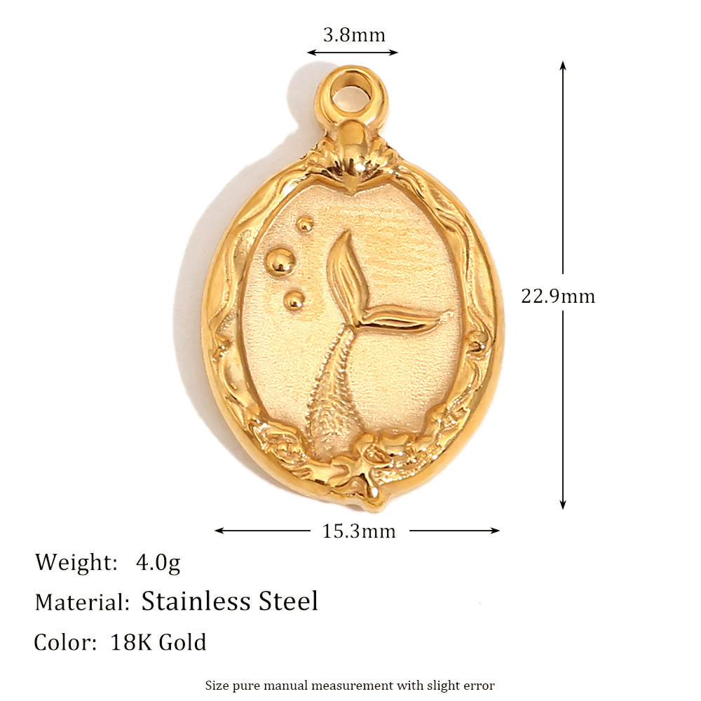 Colgante Corazón Flor Plana Aguacate Geométrico para Mujer de Acero Inoxidable Enchapado en Oro de 18K Accesorio de Moda