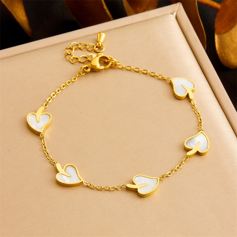 Minimalist Sweet Plant Leaf Stainless Steel Plated Jewelry Set for Women