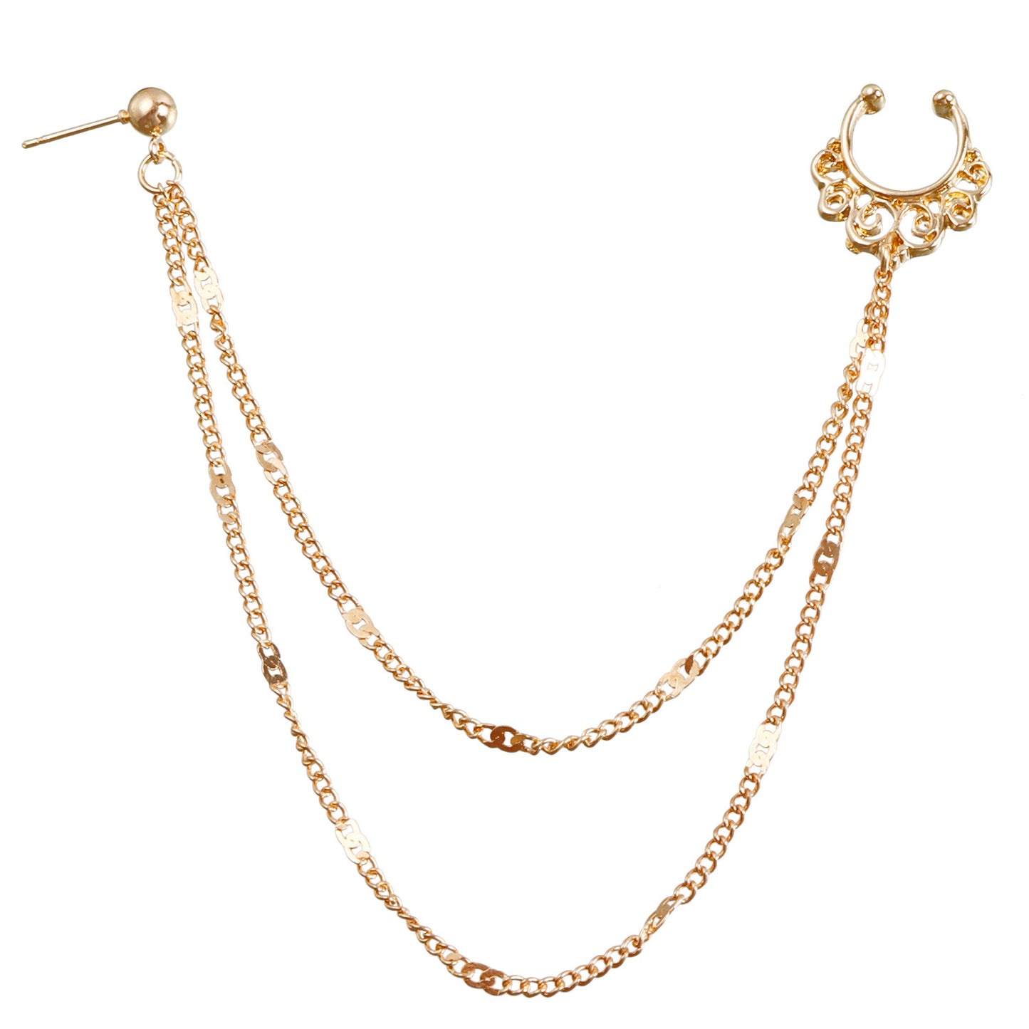 Minimalist Ethnic Geometric Leaf Tassel Cubic Zirconia Plated Alloy Nose Ring