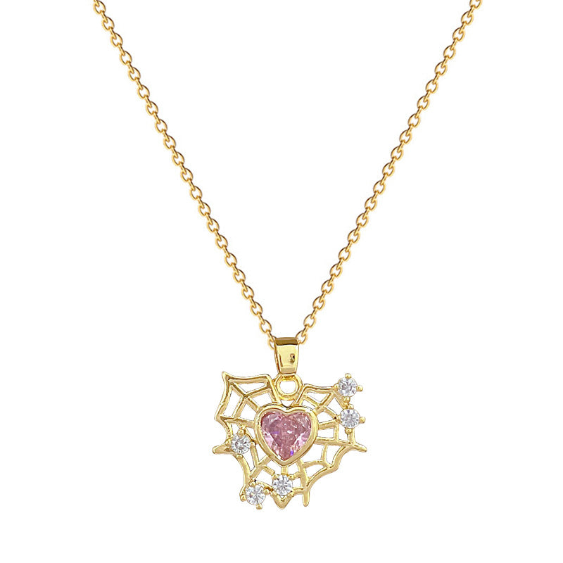 Collana da Donna Minimalista con Ciondolo a Cuore Vuoto, Catena in Acciaio Inossidabile con Accenti di Strass, Elegante Gioiello per Clavicole