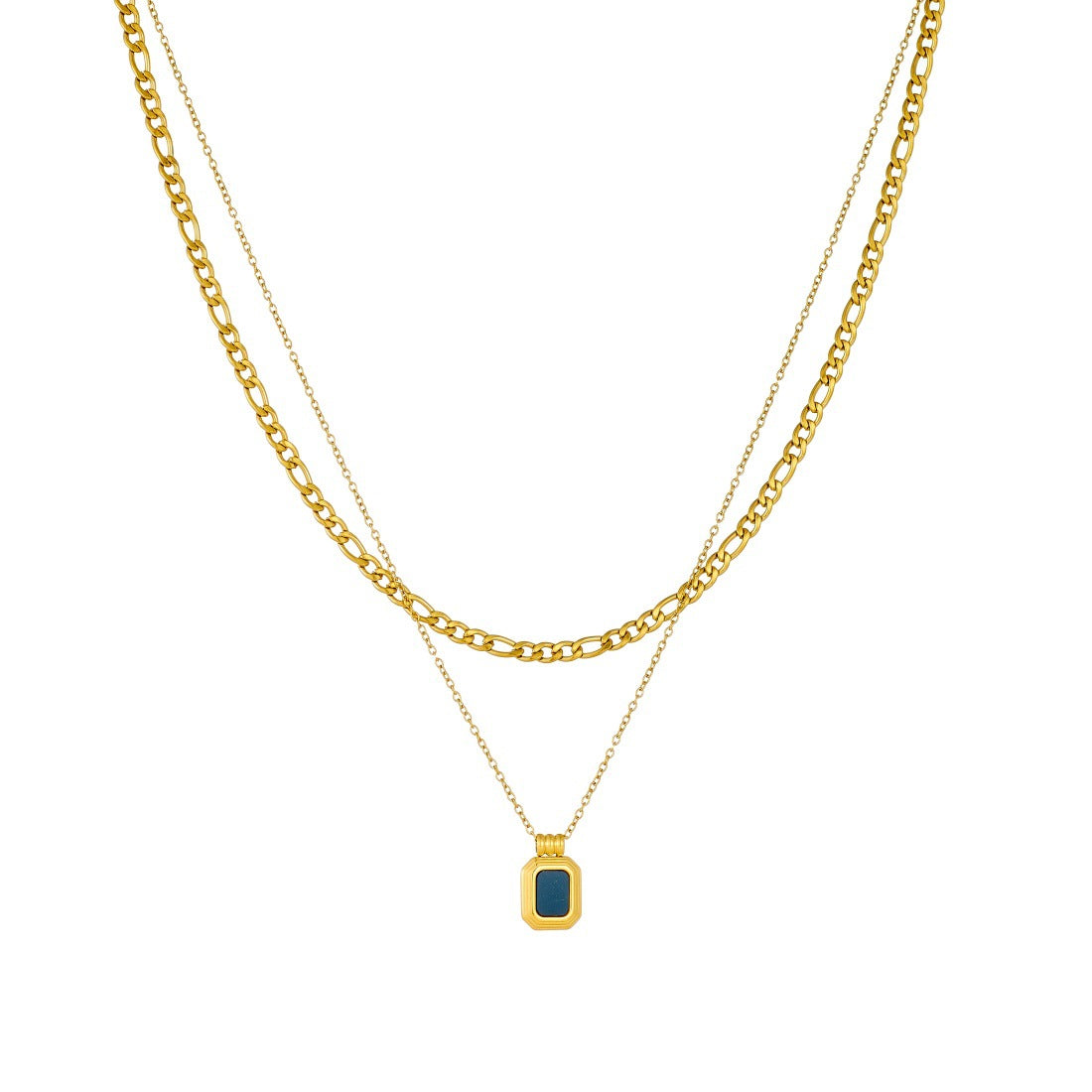 Vintage Gold Plated Stainless Steel Square Geometric Pendant Necklace for Women