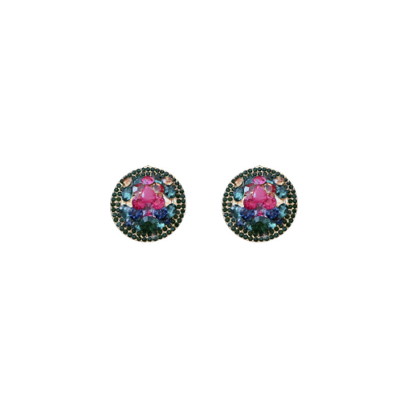 Vintage-Style Geometric Round Clip-On Earrings in Alloy with Plated Finish for Women