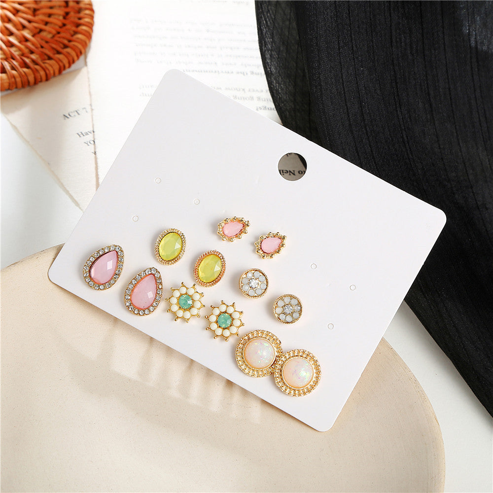 Minimalist Sweet Geometric Floral Gold Plated Stainless Steel Stud Earrings for Women