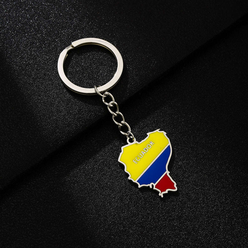 Llavero Colgante de Acero Inoxidable Esmaltado Estilo Étnico Vintage con Motivos Geométricos y Culturales