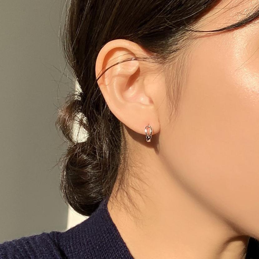 Minimalist Letter-Shaped 925 Sterling Silver Stud Earrings with Plated Finish for Women