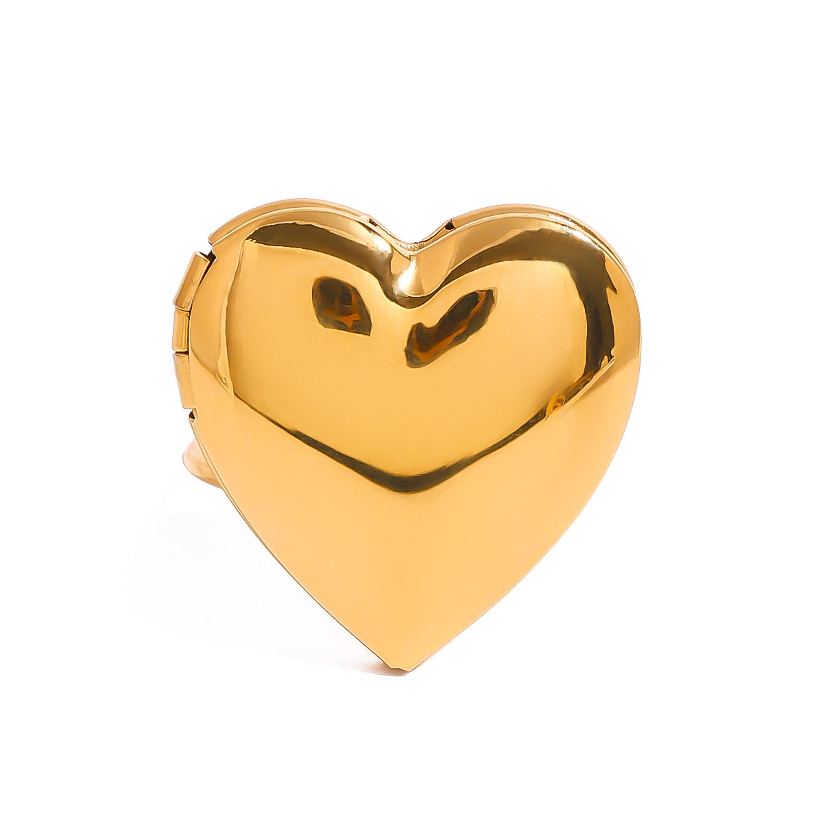 Anillo minimalista de acero inoxidable con forma de corazón y acabado chapado para mujer
