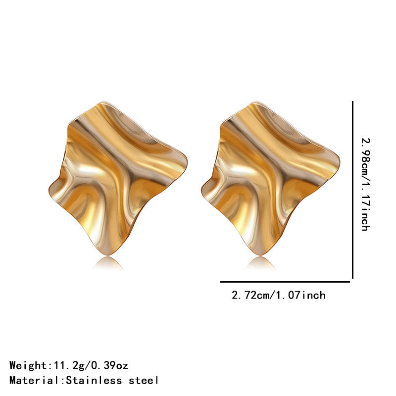 Casual Geometric Triangle Stainless Steel Plated Two-Tone Spiral Earrings