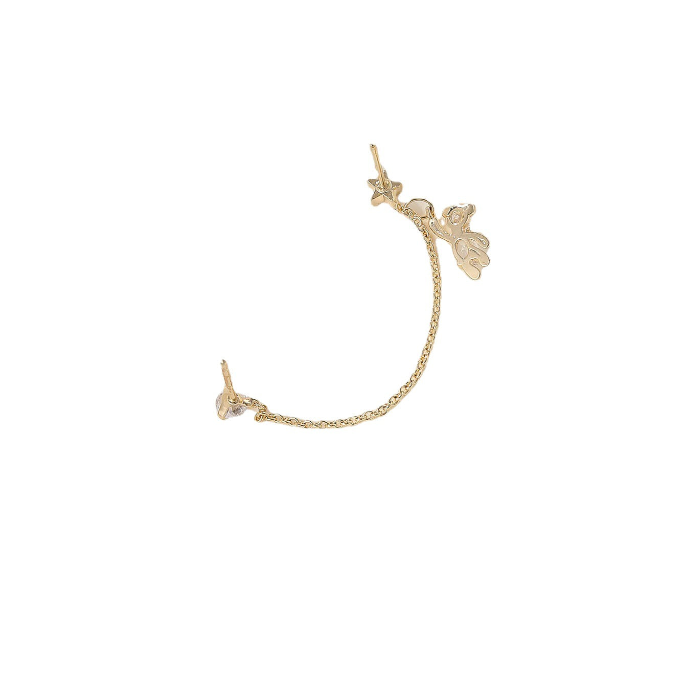 Pendientes de Oso Geométricos de Moda en Cobre Bañado en Oro con Postes de Acero Inoxidable para Mujer