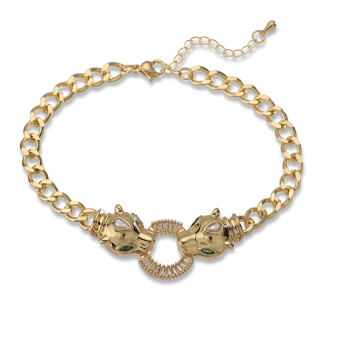 Minimalist Hip-hop 18K Gold Plated Brass Leopard Pendant Necklace