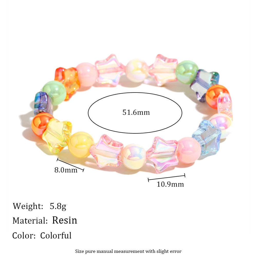 Fashionable Star-Shaped Acrylic Bracelet with Floral Pattern for Women, Handmade Colorful Bangle for Anniversary Gift