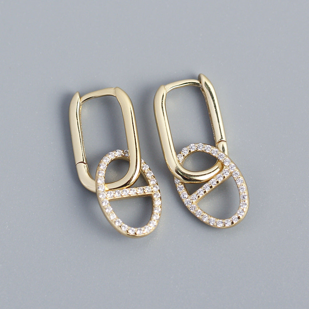 Orecchini a clip con strass geometrici "Sweet-Edgy" in argento sterling S925 da donna