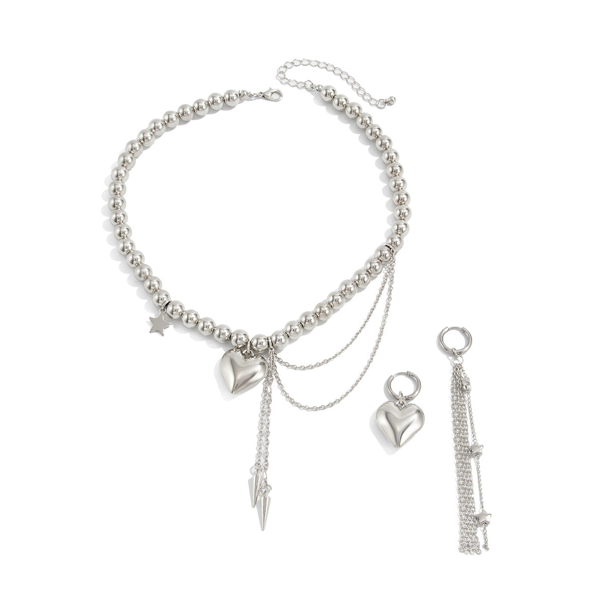 Girocollo con pendente a stella e cuore dolce e audace con nappe da donna