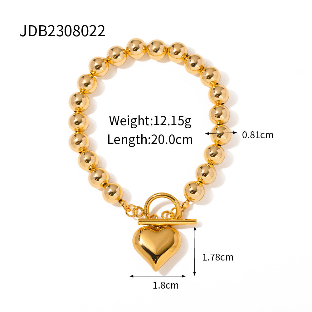 Bracciale con perle barocche geometriche da donna in acciaio inossidabile placcato oro 18 carati stile europeo-americano