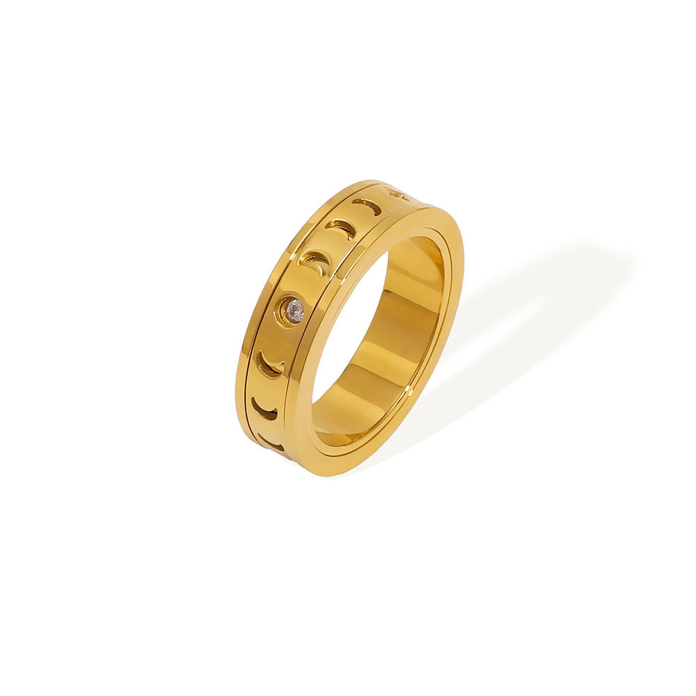Minimalist Geometric Stainless Steel Ring with 18K Gold Plating for Women and Men