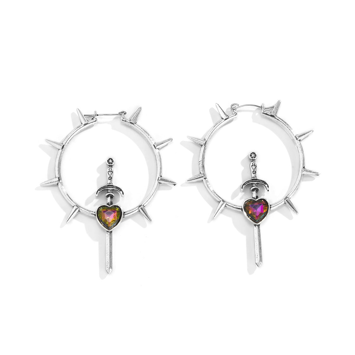 Punk Vintage Laser Heart Geometric Alloy Earrings for Women