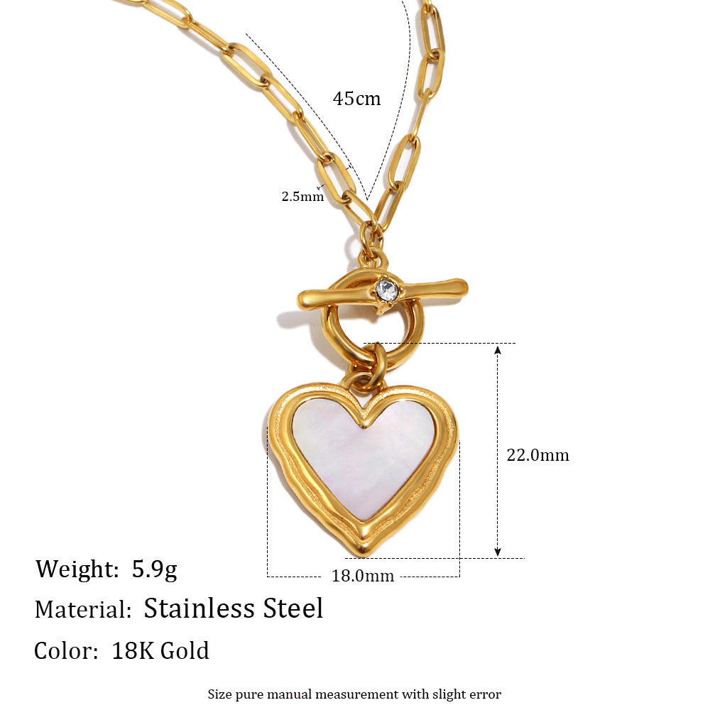 Elegant Luxury Heart Geometric Stainless Steel Gold Plated Necklace for Women
