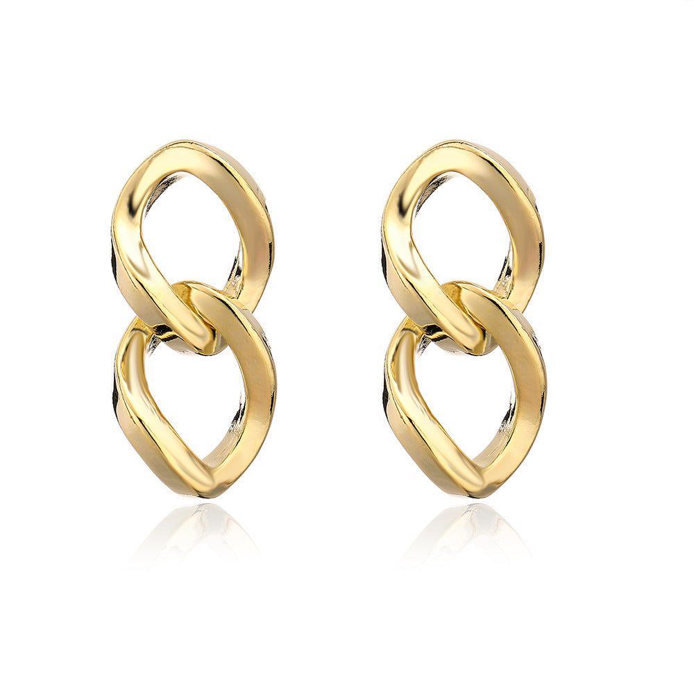 Geometric Asymmetrical Stud Earrings in Brass with 18K Gold Plating and 925 Sterling Silver Posts for Women