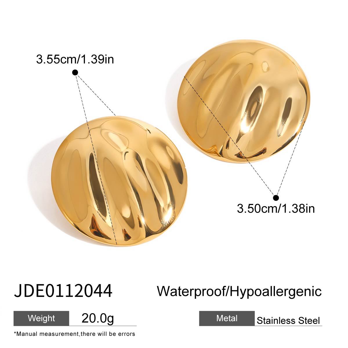 Geometric Round Plated Stainless Steel Titanium Stud Earrings for Women
