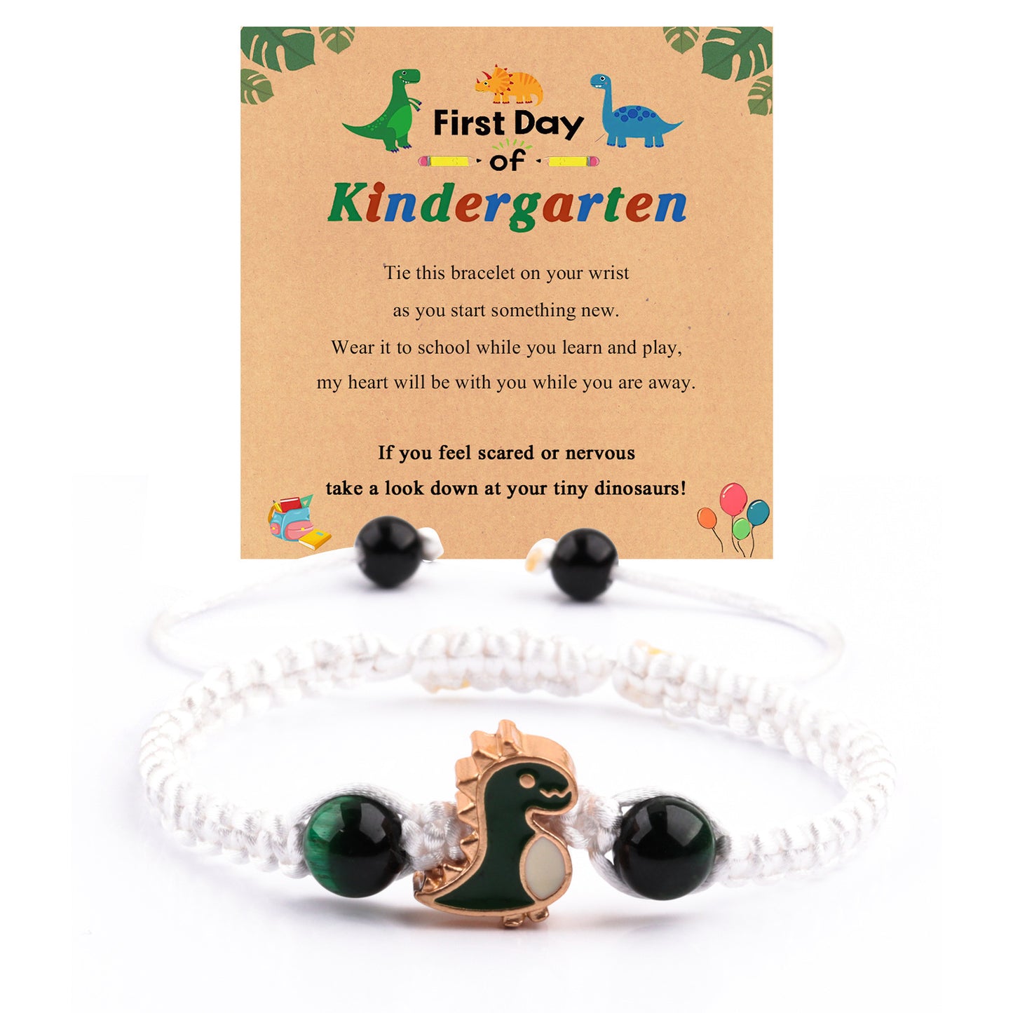 Minimalist Hand-woven Stainless Steel Bracelet with Green Aventurine Obsidian Green Tiger Eye Dinosaur Charm Unisex