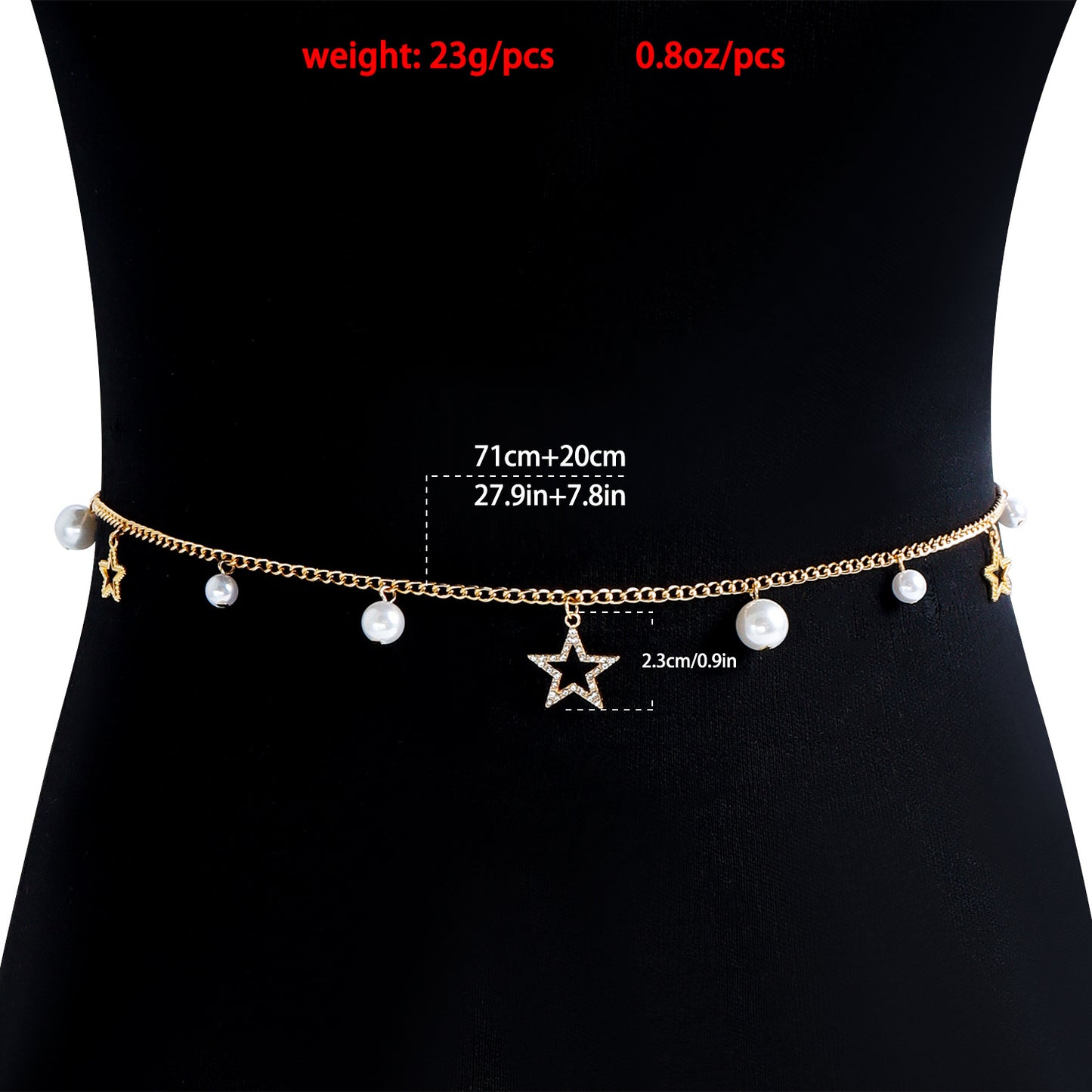 Punk Style Star-Shaped Imitation Pearl Waist Chain for Women with Metal Pendant and Minimalist Design