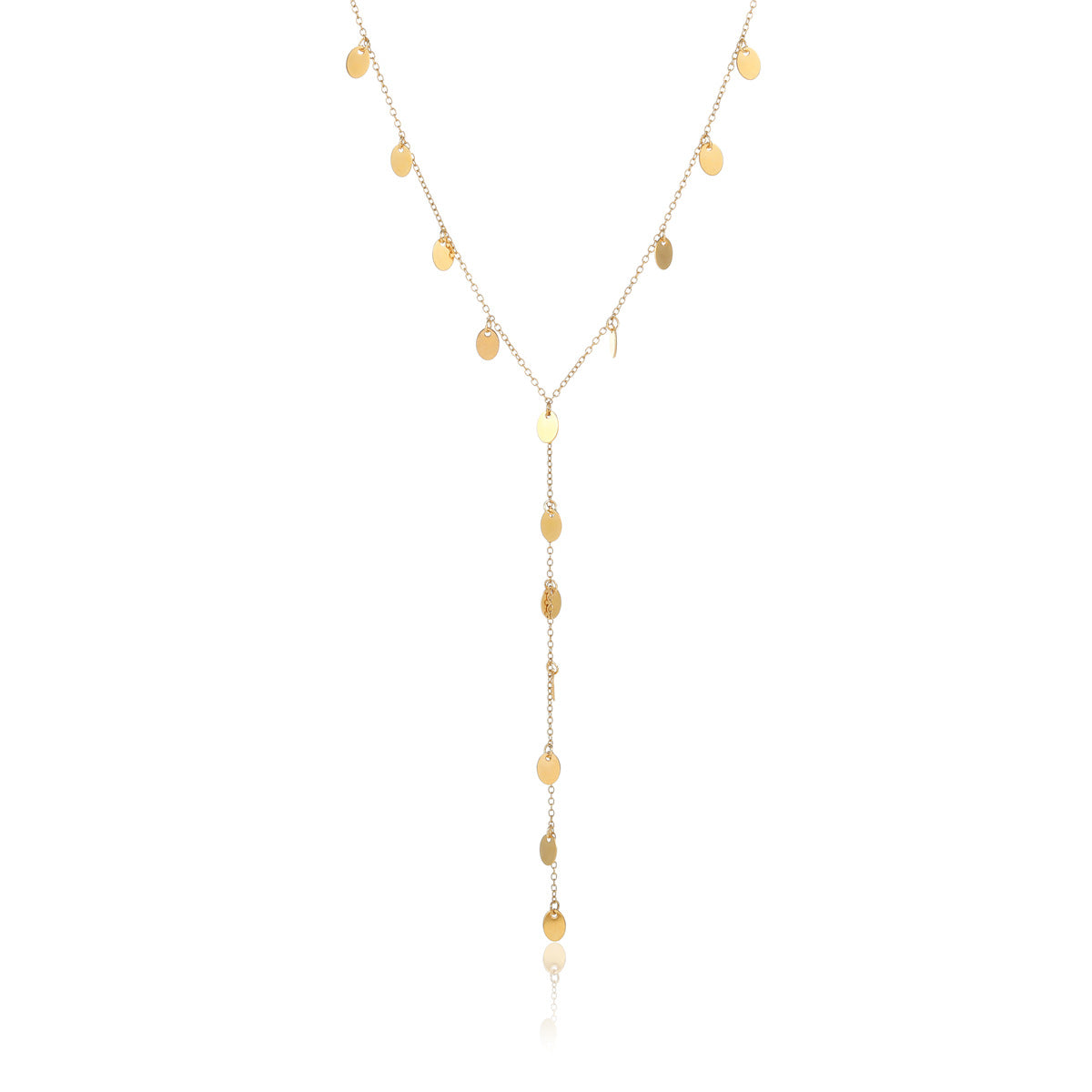 Elegante collar largo con colgante y borla de acero inoxidable con baño de oro de 18 quilates ajustable para mujer