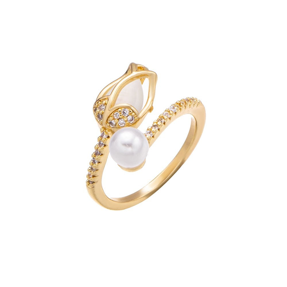 Minimalist Letter-Shaped Gold-Plated Copper Adjustable Ring for Women with Luxe Feel and Index Finger Styling