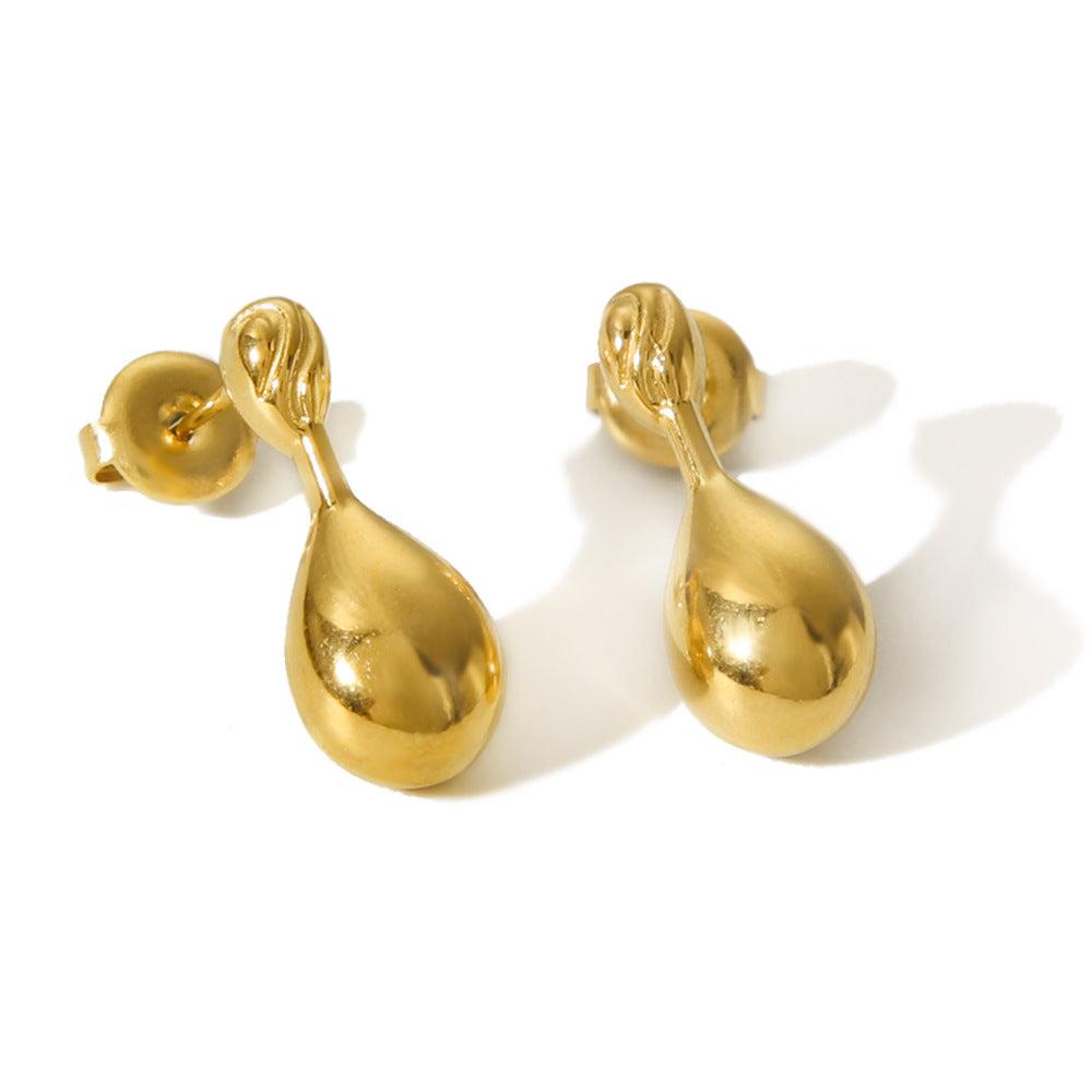 Aretes de acero inoxidable con diseño geométrico de gota de agua chapado en oro de 18 quilates de moda para mujer